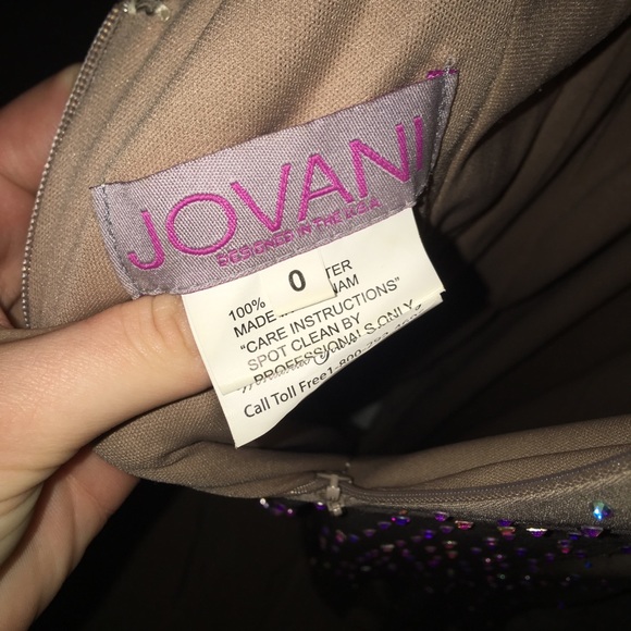 Tan Jeweled Jovani Prom Dress - Picture 3 of 5